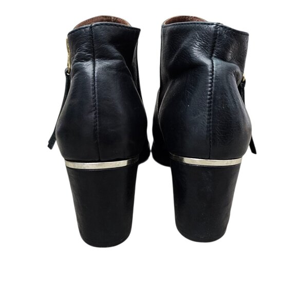 Eric Michael Leather Zip Up Chunky Black Block Heel Bootie Boot - Picture 7 of 13